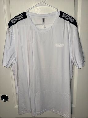 Moschino Logo Tape T-Shirt Men's White USA LARGE
